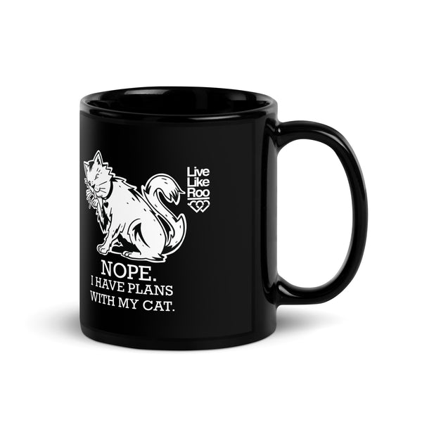 Nope Cat Black Glossy Mug
