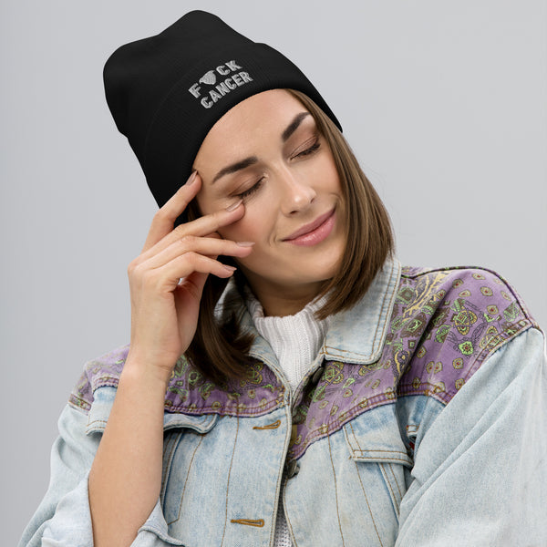 F cancer Embroidered Beanie