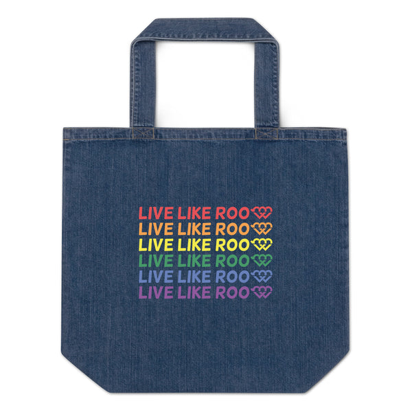 Rainbow Live Like Roo Organic denim tote bag