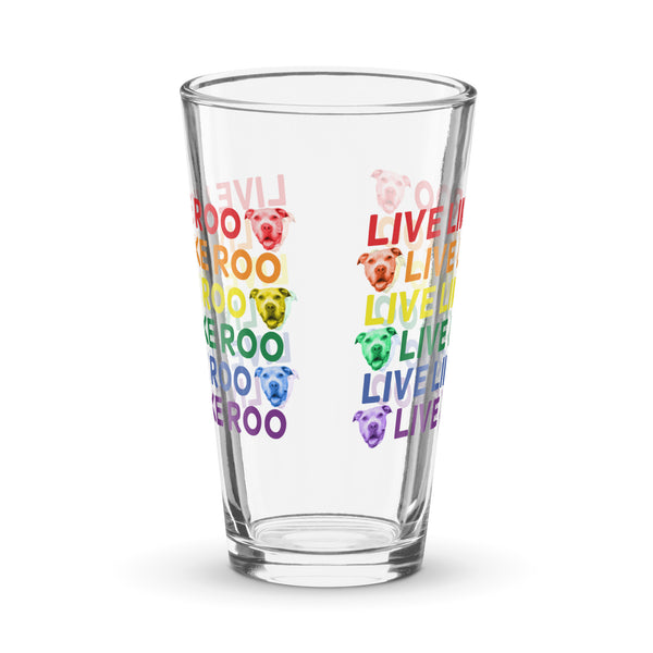 Rainbow Live Like Roo Shaker pint glass