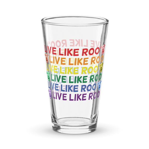 Rainbow Live Like Roo Shaker pint glass