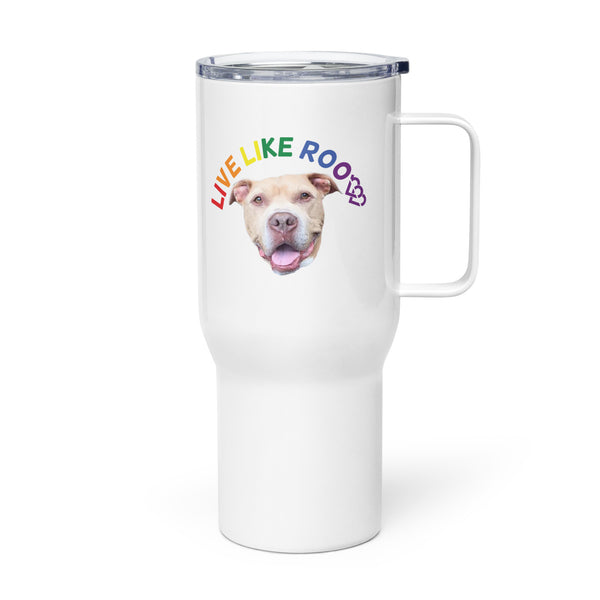 Rainbow Roo Travel mug with a handle