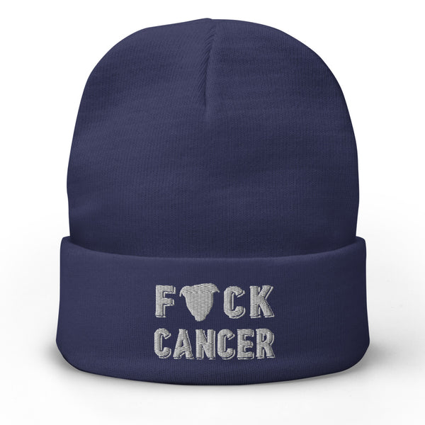F Cancer Embroidered Cuffed Beanie