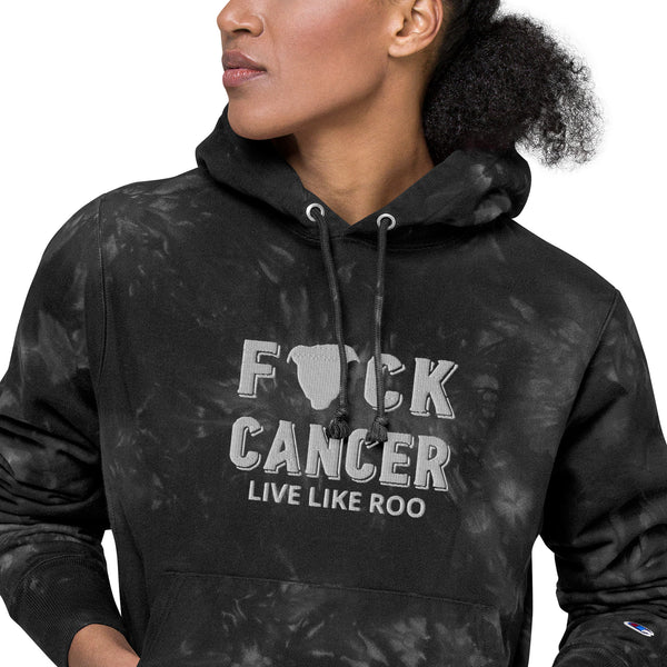F Cancer Unisex Champion Tie-Dye Embroidered Hoodie